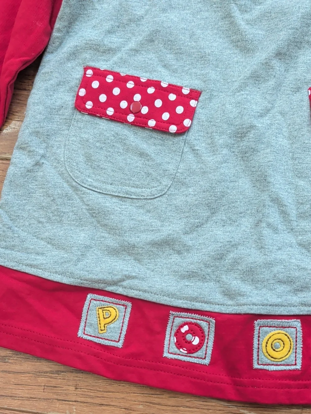 Disney Vintage Heather Gray & Red Baby/Toddler Dress with Character Pooh Patch